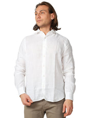 CAMICIA UOMO PORTOFIORI BIANCA 100% LINO