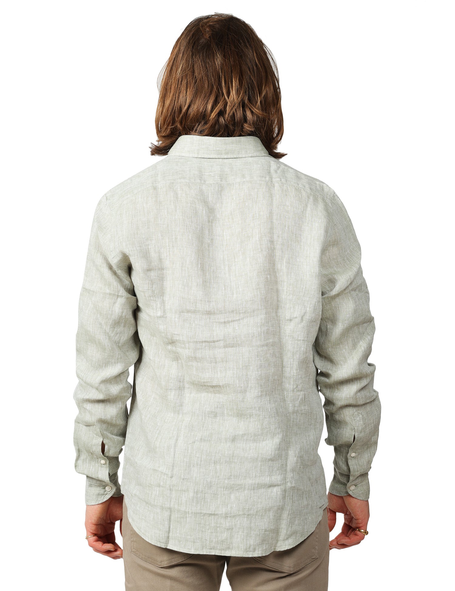 CAMICIA UOMO PORTOFIORI MALVA A MANICHE LUNGHE 100% LINO