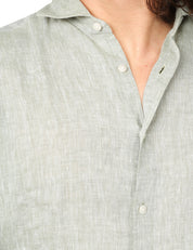 CAMICIA UOMO PORTOFIORI MALVA A MANICHE LUNGHE 100% LINO