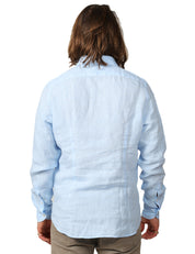 CAMICIA UOMO PORTOFIORI CIELO A MANICHE LUNGHE 100% LINO