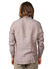 CAMICIA UOMO PORTOFIORI MORO A MANICHE LUNGHE 100% LINO