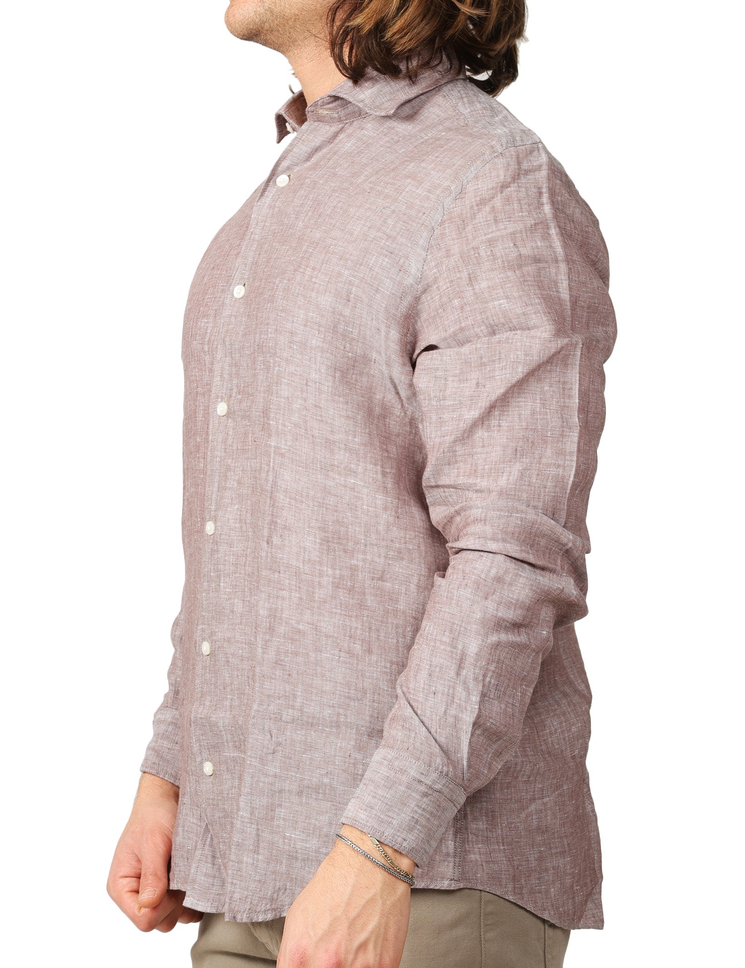 CAMICIA UOMO PORTOFIORI MORO A MANICHE LUNGHE 100% LINO