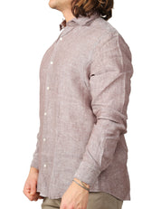 CAMICIA UOMO PORTOFIORI MORO A MANICHE LUNGHE 100% LINO