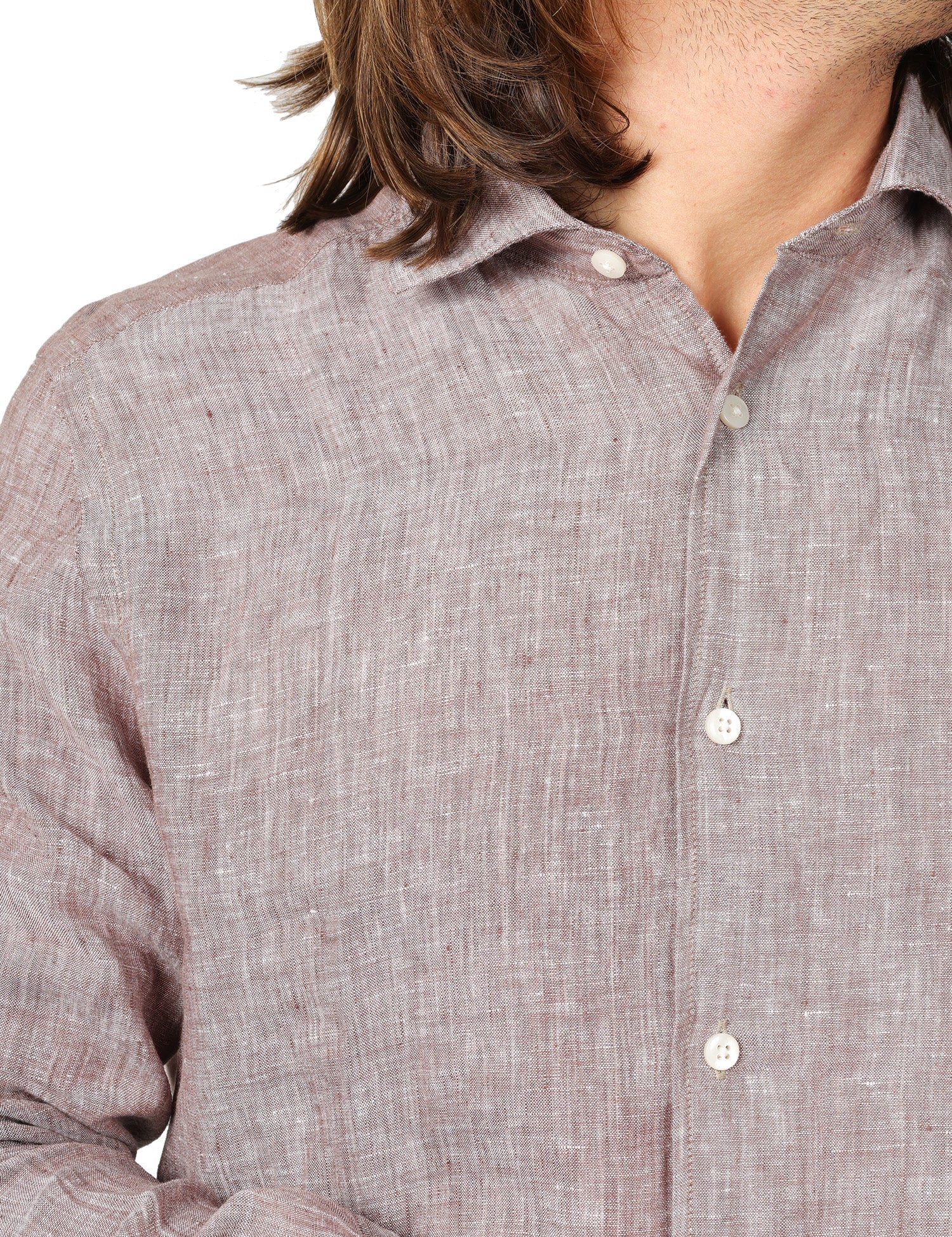 CAMICIA UOMO PORTOFIORI MORO A MANICHE LUNGHE 100% LINO