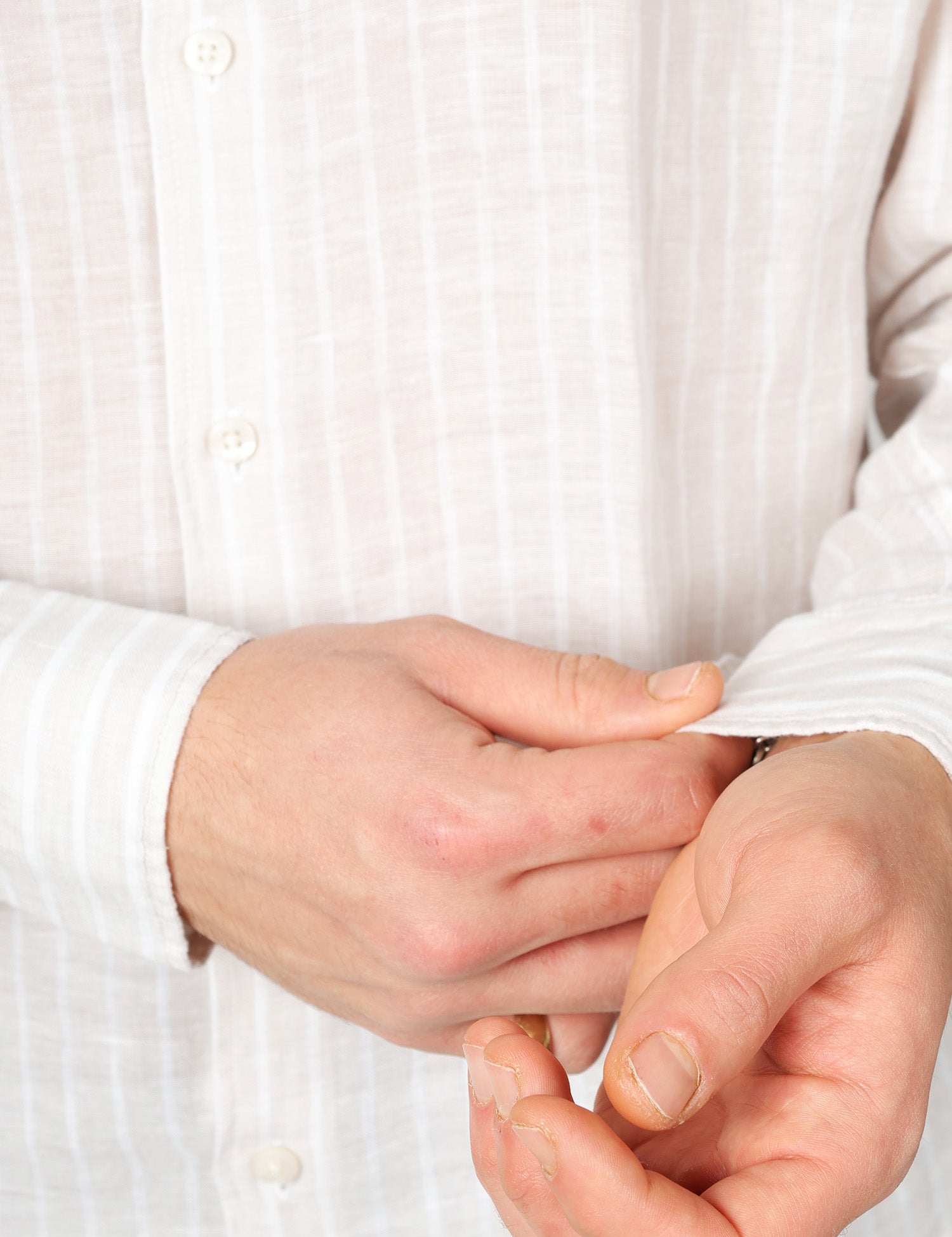 CAMICIA UOMO PORTOFIORI BEIGE A RIGHE 100% LINO