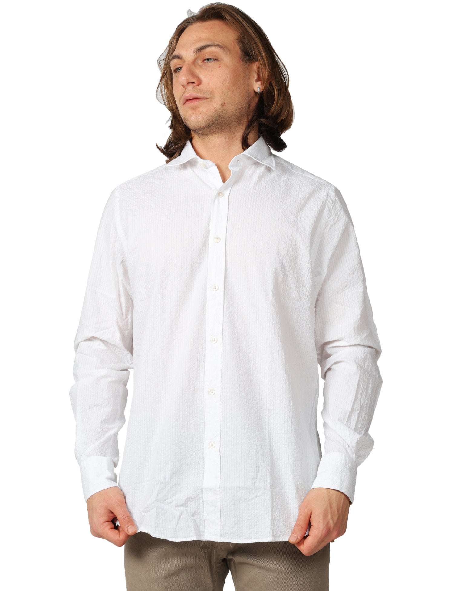 CAMICIA UOMO PORTOFIORI BIANCA 100% COTONE