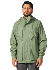 GIACCA UOMO POCKET WELL CON CAPPUCCIO E TASCHE DAVANTI IN TESSUTO PU IMPERMEABILE
