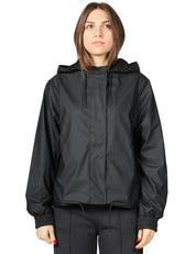 GIUBBINO DONNA RAINS STRING W NERA CROPPED IMPERMEABILE CON CAPPUCCIO