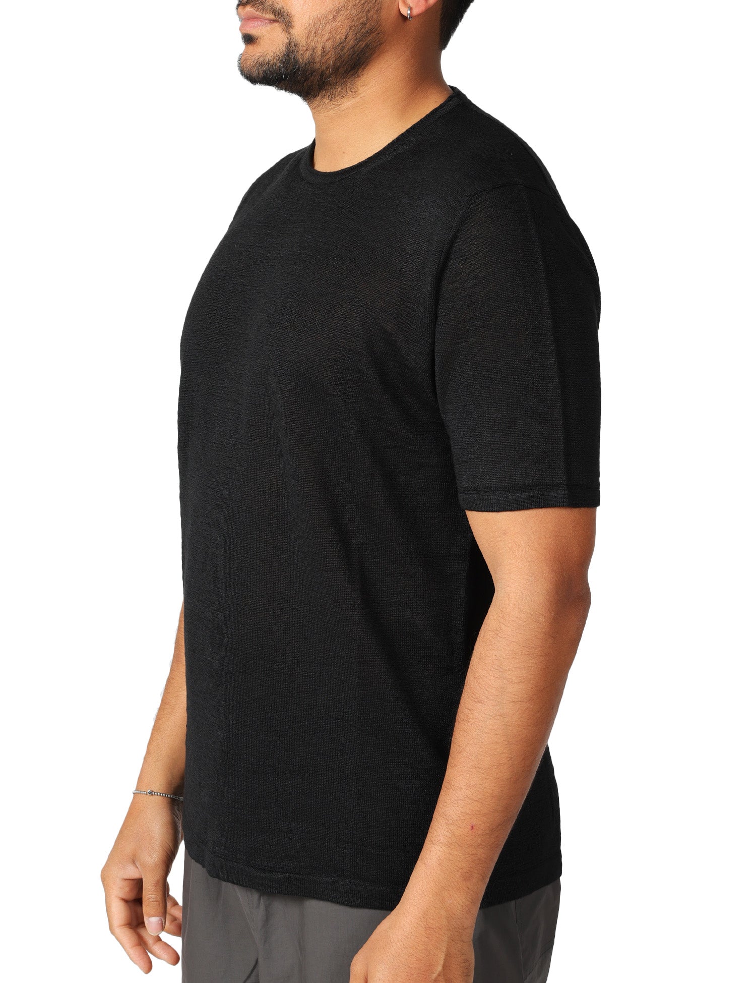 MAGLIA UOMO ROBERTO COLLINA NERA GIROCOLLO IN LINO