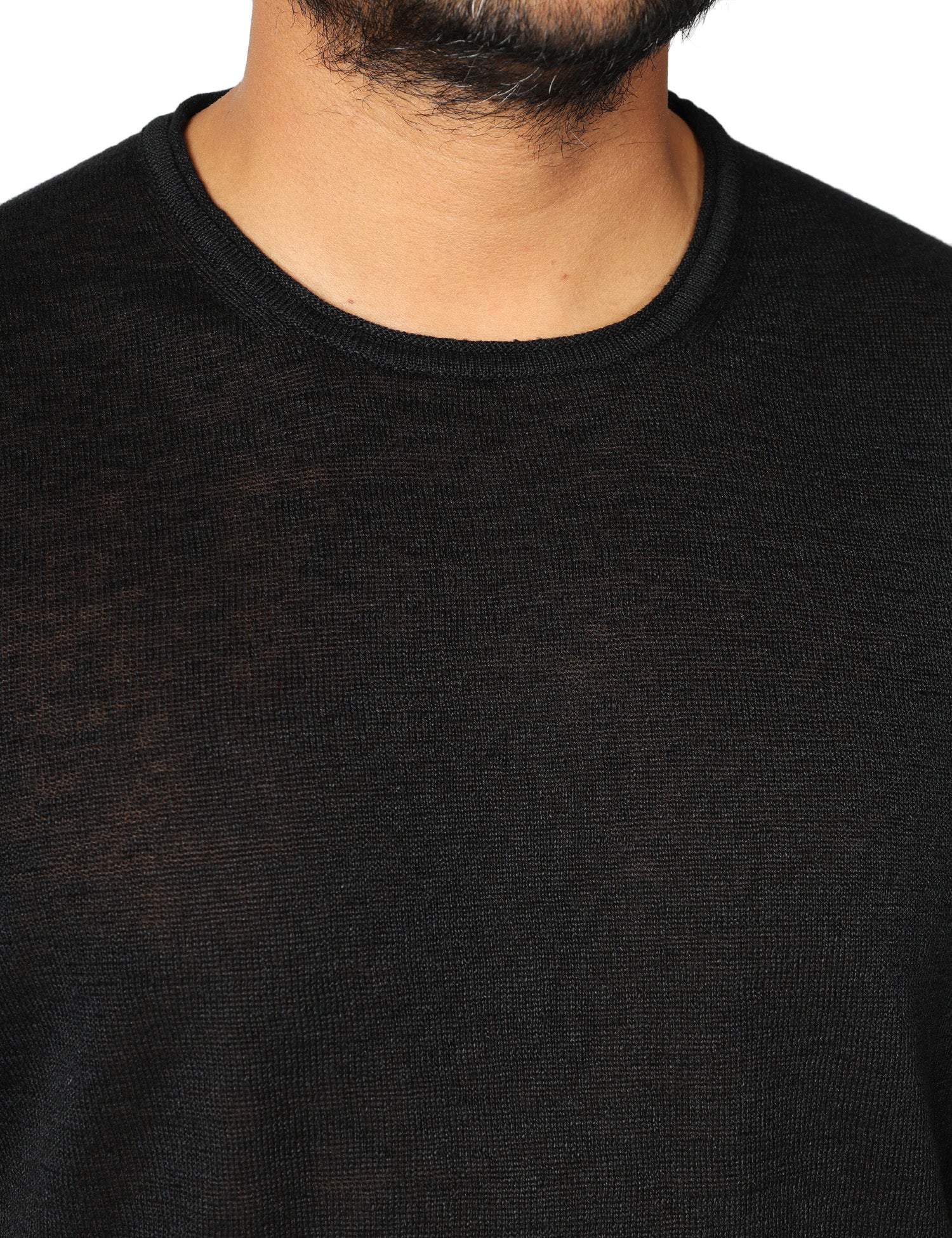 MAGLIA UOMO ROBERTO COLLINA NERA GIROCOLLO IN LINO