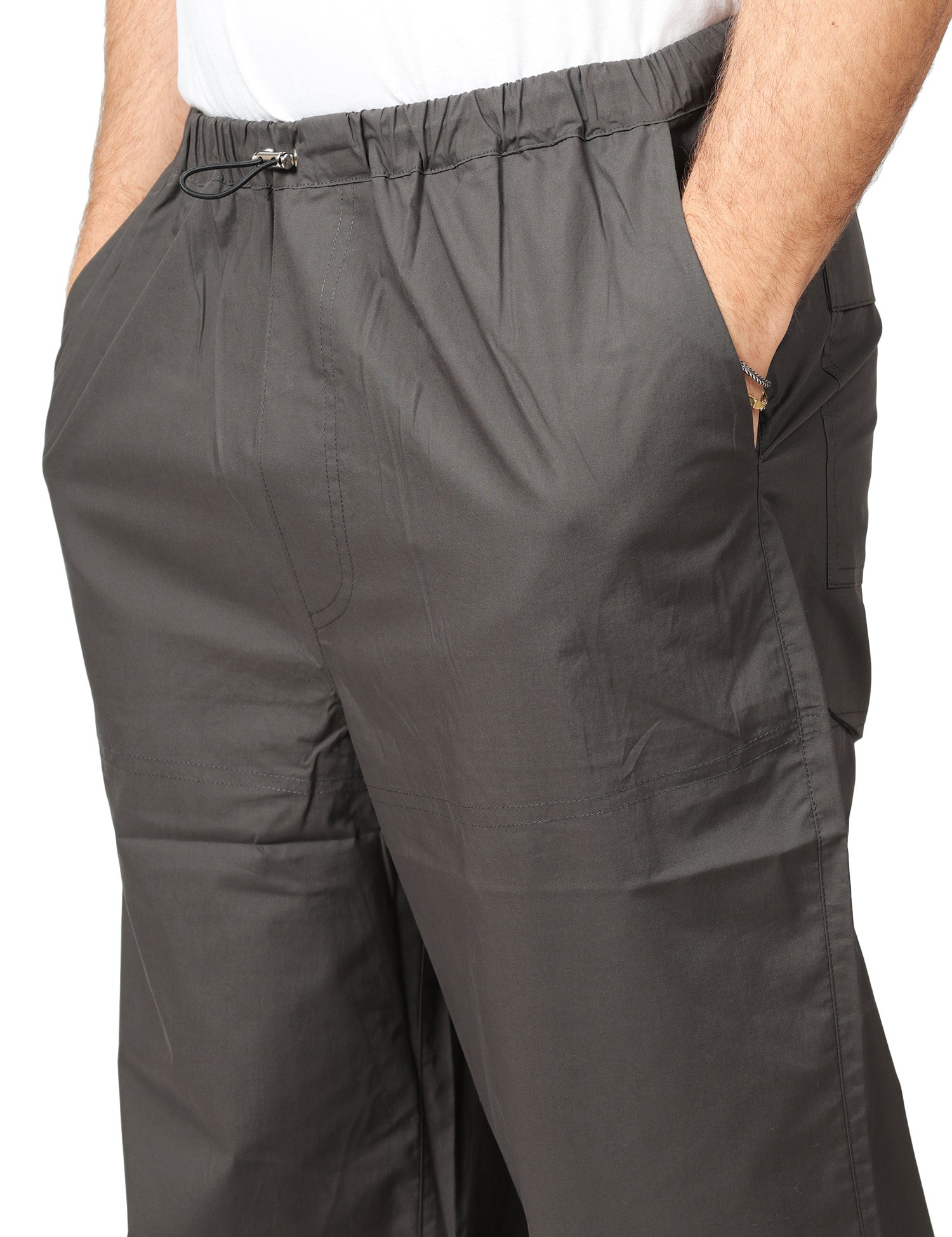 PANTALONE UOMO ROBERTO COLLINA GRIGIO CON ELASTICO IN VITA E GAMBA DRITTA