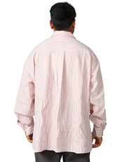 CAMICIA UOMO ROBERTO COLLINA ROSA A RIGHE OVERSIZE IN VISCOSA CON EFFETTO STROPICCIATO