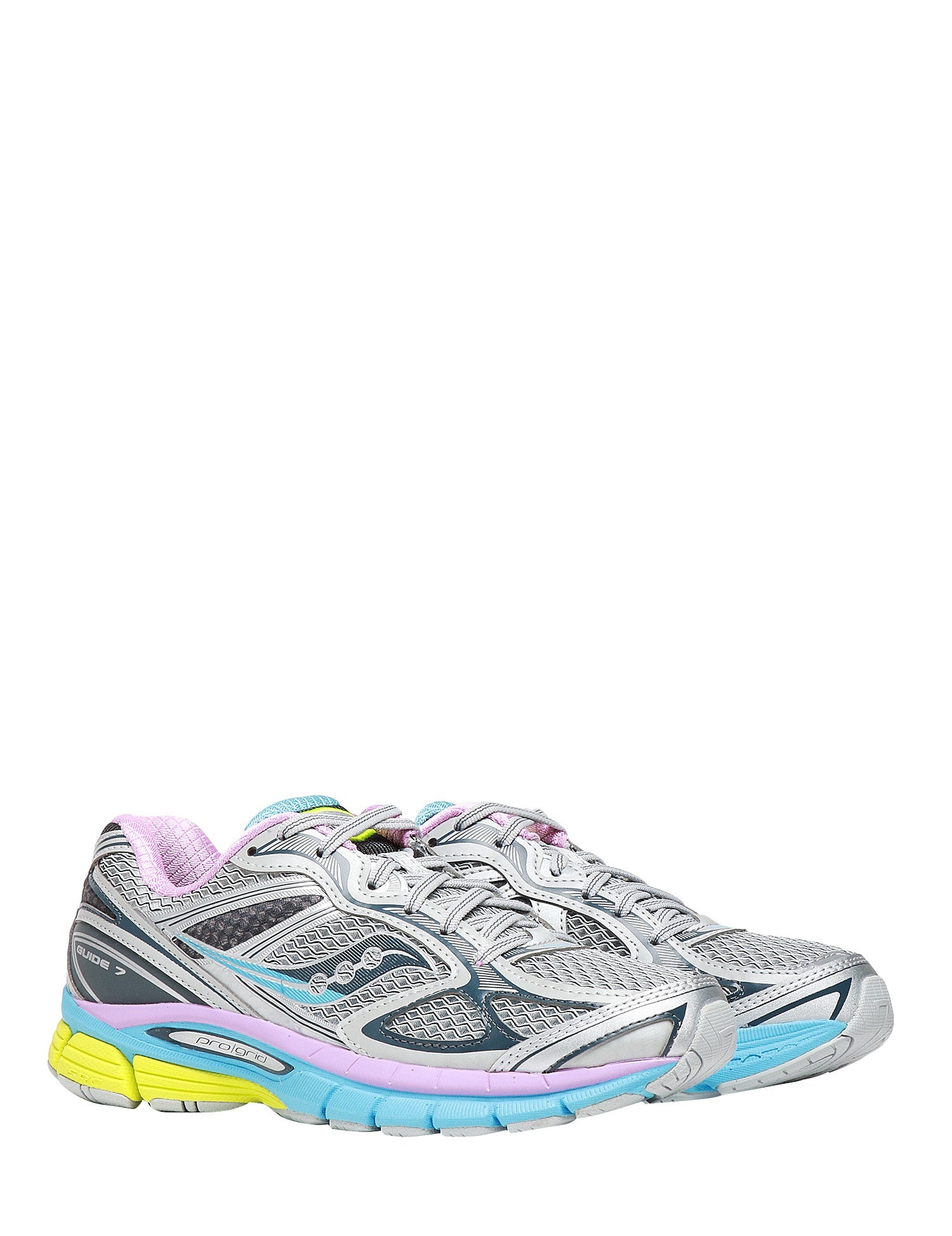 SCARPA DONNA SAUCONY PROGRID GUIDE GREY/AQUA CON INSERTI IN GOMMA E TOMAIA IN MESH TRASPIRANTE