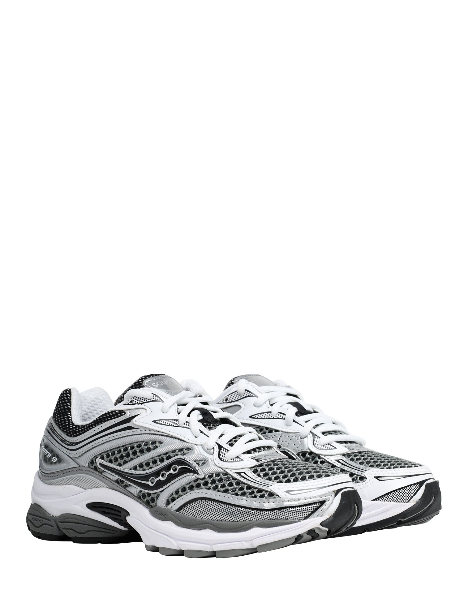 SCARPA DONNA SAUCONY PROGRID OMNI 9 GREY/SILVER CON TOMAIA IN MESH E INSERTI IN GOMMA