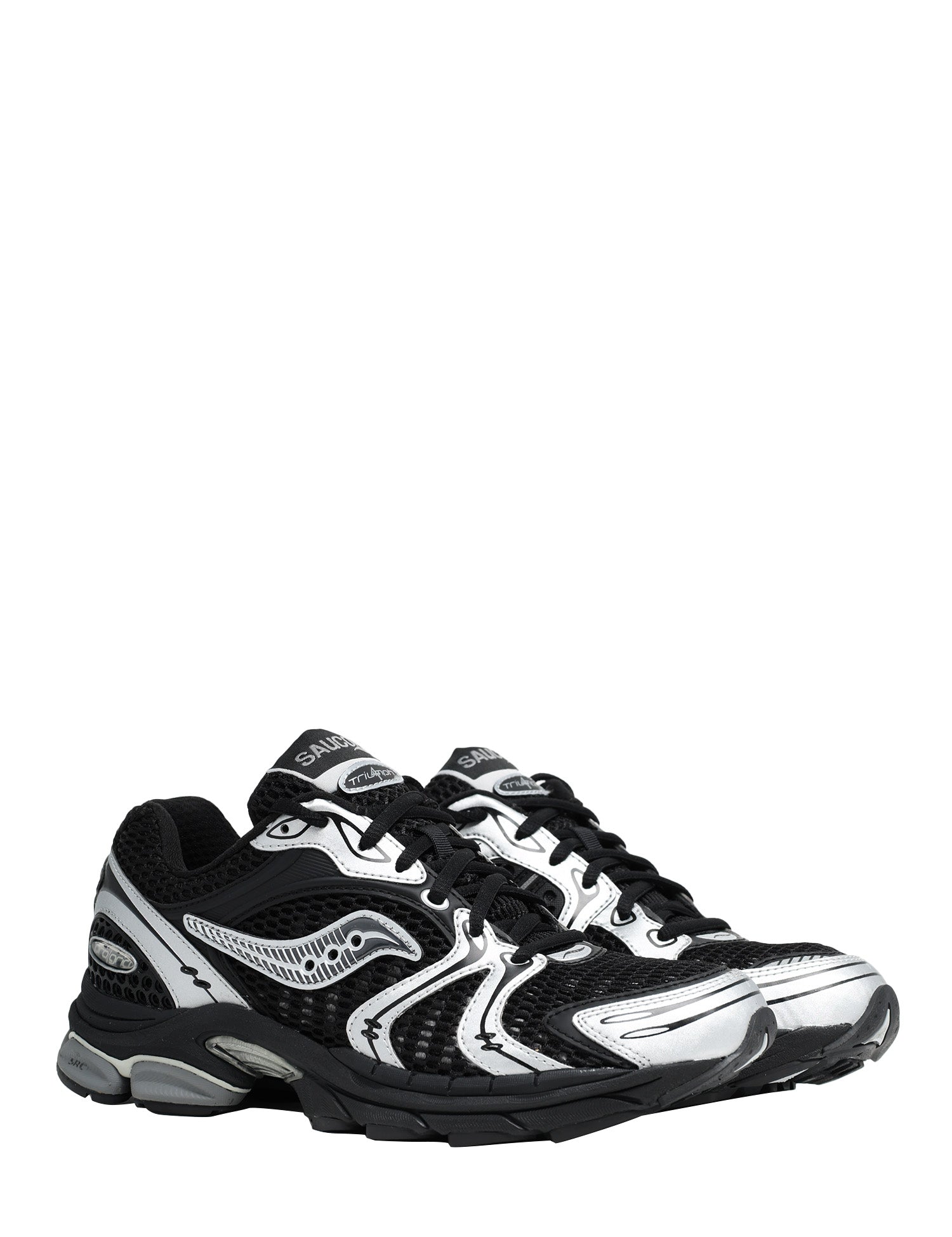 SCARPA UOMO SAUCONY PROGRID TRIUMPH 4 BLACK/SILVER CON INSERTI IN GOMMA