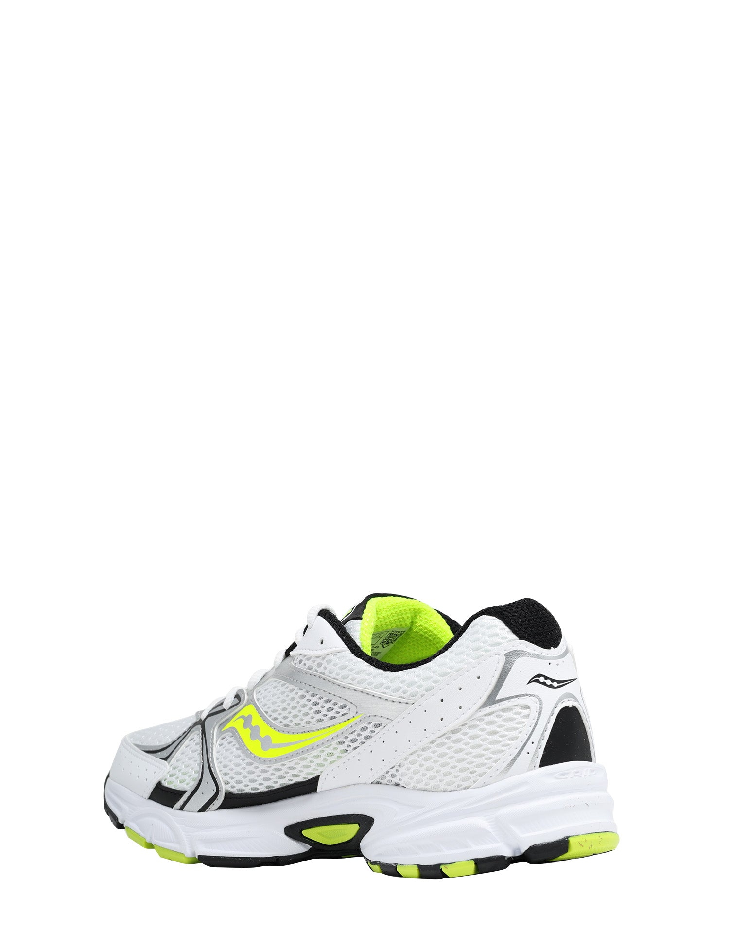SCARPA UOMO SAUCONY RIDE MILLENNIUM WHITE/SILVER CON INSERTI GIALLO FLUO