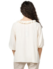 BLUSA DONNA SEVENTY PANNA IN CREPE UNITO MISTO SETA CON MANICA 3/4 E ROUGE DAVANTI