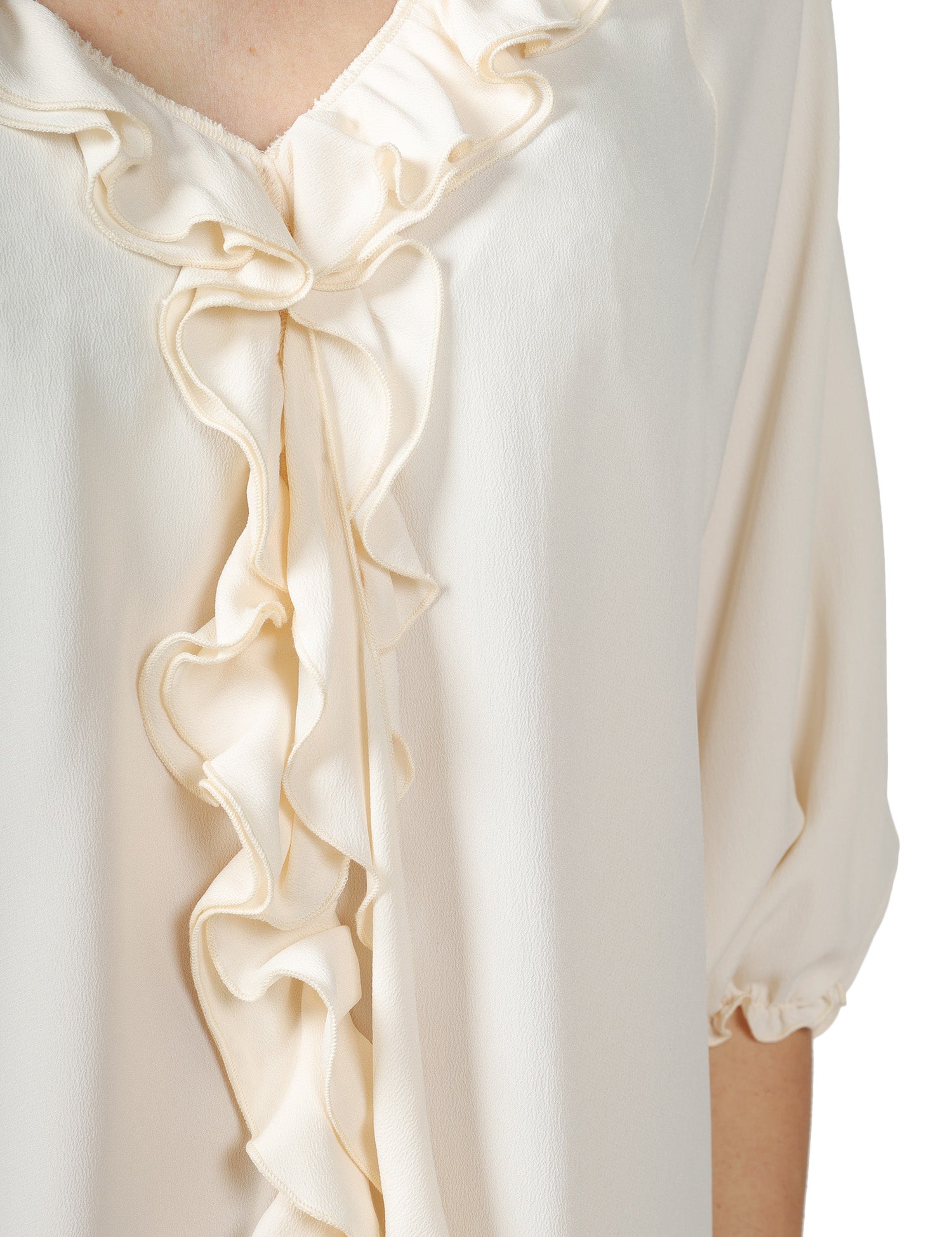 BLUSA DONNA SEVENTY PANNA IN CREPE UNITO MISTO SETA CON MANICA 3/4 E ROUGE DAVANTI