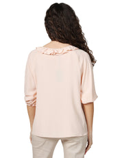 BLUSA DONNA SEVENTY ROSA IN CREPE UNITO MISTO SETA CON MANICA 3/4 E ROUGE DAVANTI