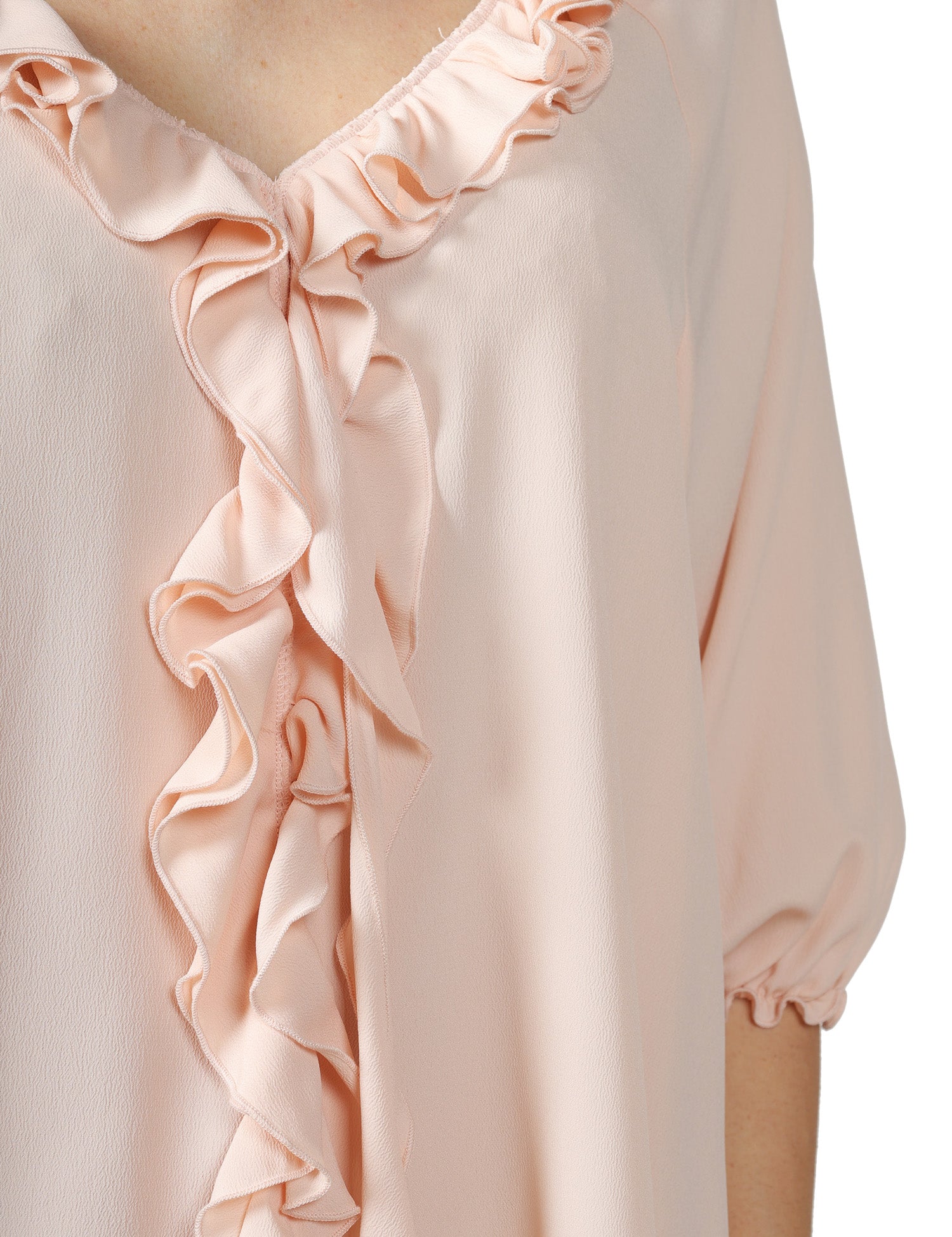 BLUSA DONNA SEVENTY ROSA IN CREPE UNITO MISTO SETA CON MANICA 3/4 E ROUGE DAVANTI