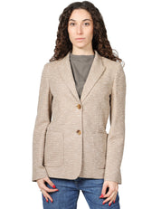 GIACCA DONNA SEVENTY KAKY MONOPETTO IN MAGLIA CON MICROFANTASIA