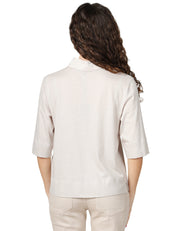 POLO DONNA SEVENTY TORTORA CON MANICA TRE QUARTI IN MISTO SETA E JERSEY