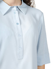 POLO DONNA SEVENTY CELESTE CON MANICA TRE QUARTI IN MISTO SETA E JERSEY