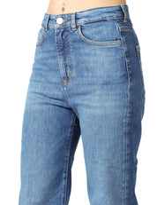 JEANS DONNA SEVENTY DENIM BLUE STRETCH A VITA ALTA CON GAMBA DRITTA E AMPIA