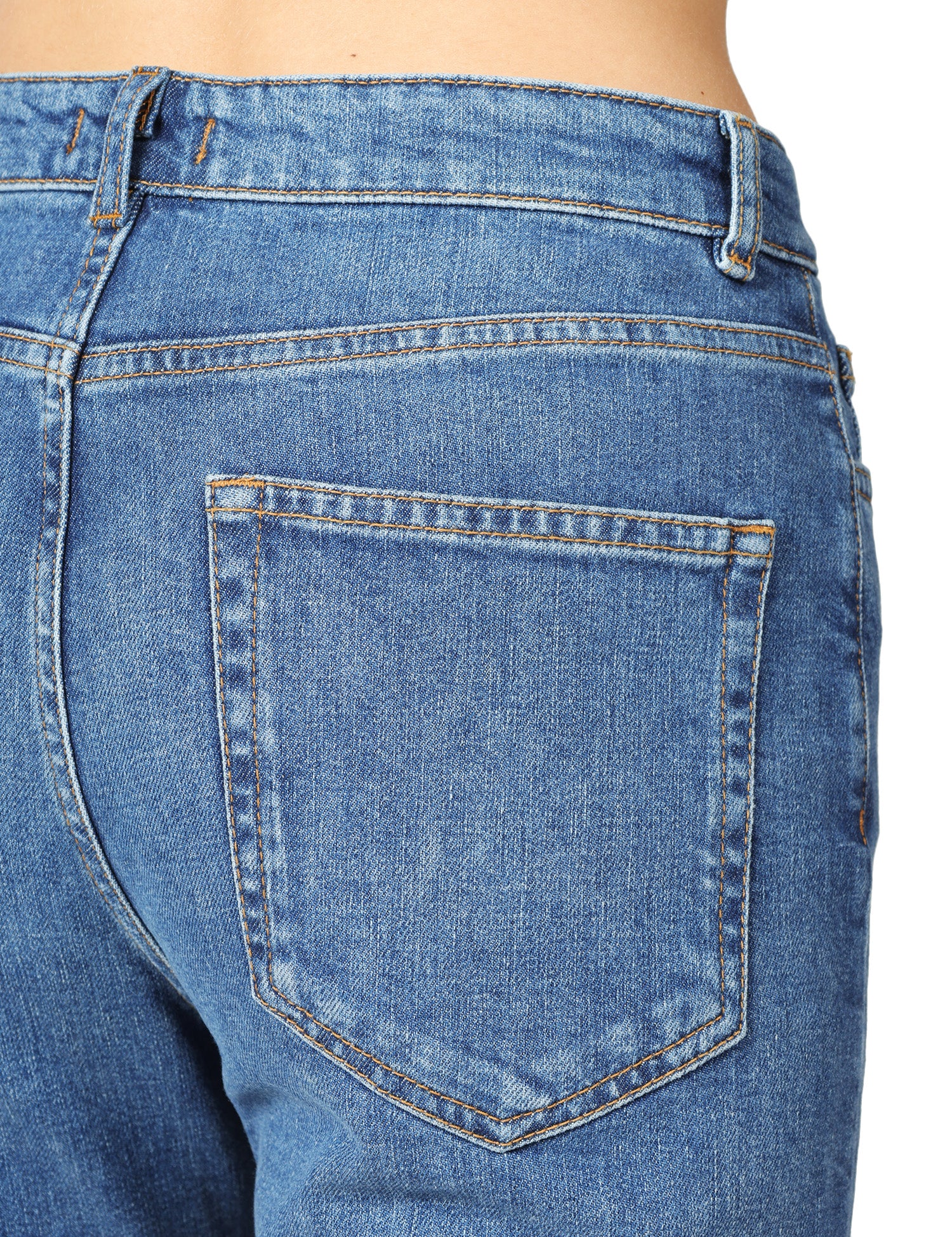 JEANS DONNA SEVENTY DENIM BLUE STRETCH A VITA ALTA CON GAMBA DRITTA E AMPIA