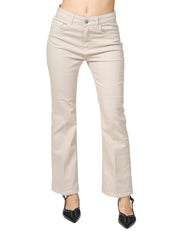 PANTALONE DONNA SEVENTY BEIGE A GAMBA DRITTA IN BULL COTONE STRETCH