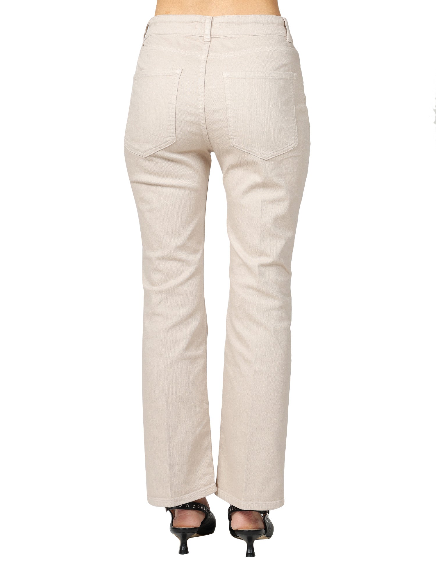 PANTALONE DONNA SEVENTY BEIGE A GAMBA DRITTA IN BULL COTONE STRETCH