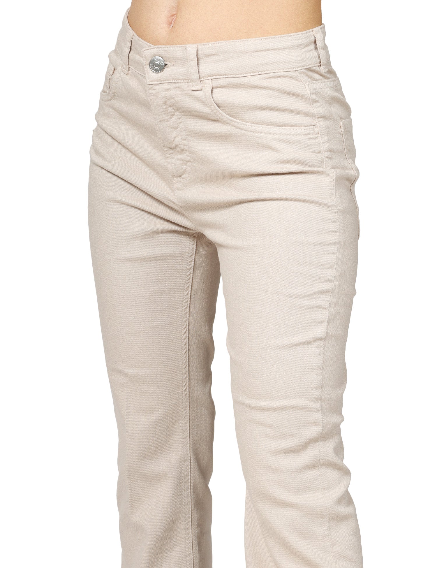 PANTALONE DONNA SEVENTY BEIGE A GAMBA DRITTA IN BULL COTONE STRETCH
