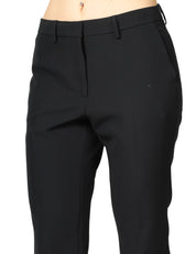 PANTALONE DONNA SEVENTY NERO IN TESSUTO TECNICO BISTRETCH CARROT FIT ALLA CAVIGLIA
