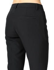 PANTALONE DONNA SEVENTY NERO IN TESSUTO TECNICO BISTRETCH CARROT FIT ALLA CAVIGLIA