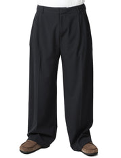 PANTALONE UOMO THESTROY INNO NERO WIDE LEG CON PINCES IN MISTO VISCOSA STRETCH