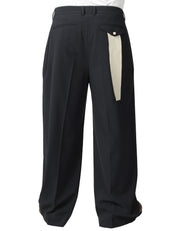 PANTALONE UOMO THESTROY INNO NERO WIDE LEG CON PINCES IN MISTO VISCOSA STRETCH