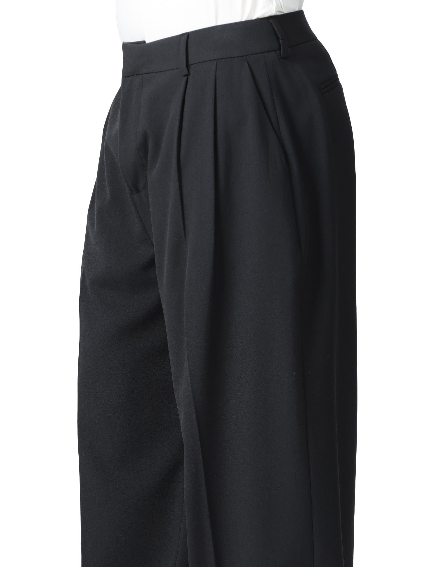 PANTALONE UOMO THESTROY INNO NERO WIDE LEG CON PINCES IN MISTO VISCOSA STRETCH