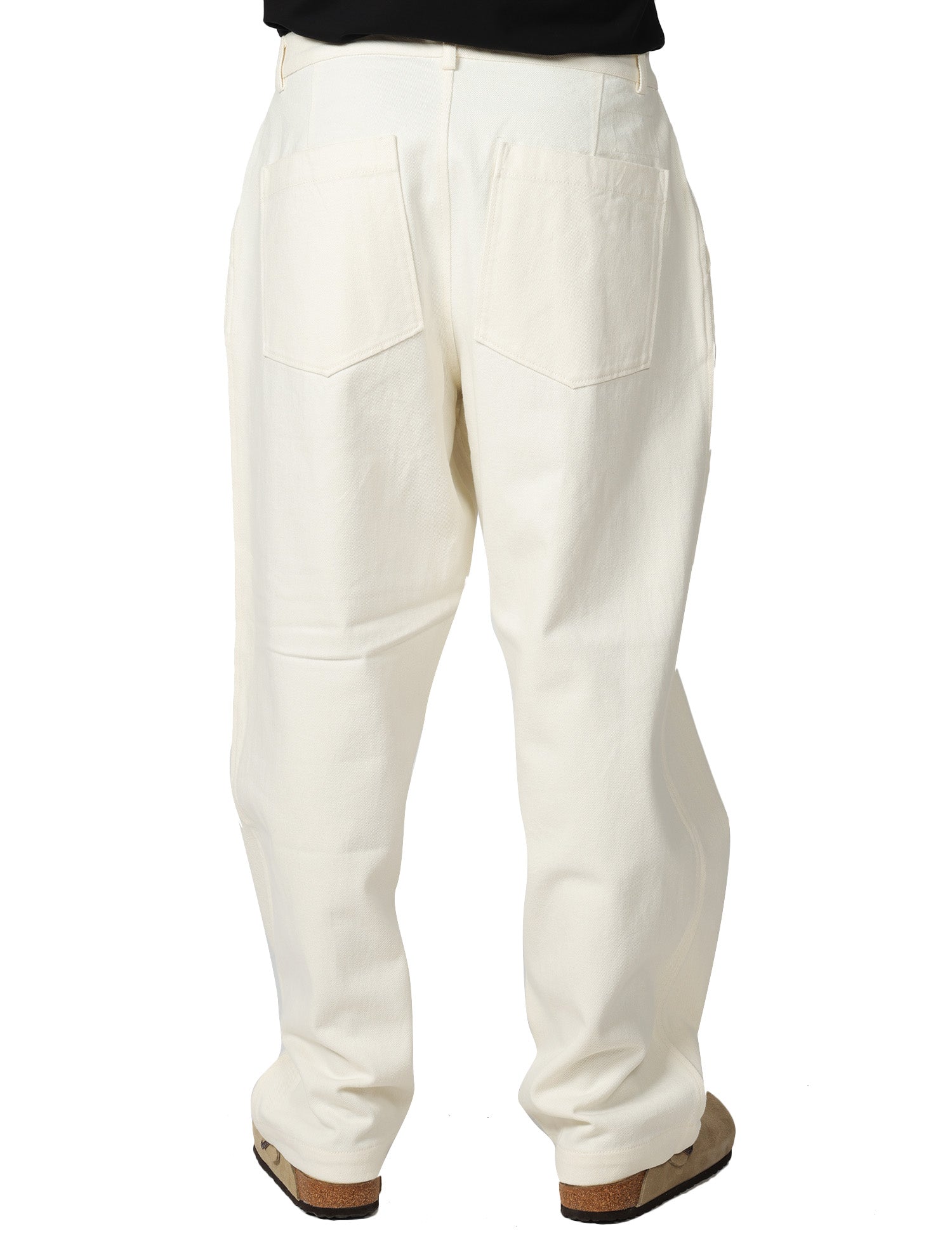 PANTALONE UOMO UNIVERSAL WORKS DUKE PANT ECRU A GAMBA LARGA 100% COTONE
