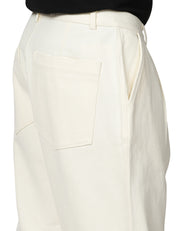 PANTALONE UOMO UNIVERSAL WORKS DUKE PANT ECRU A GAMBA LARGA 100% COTONE