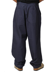 PANTALONE UOMO UNIVERSAL WORKS DUTCH PANT NAVY A GAMBA AMPIA CON PINCES CUCITE