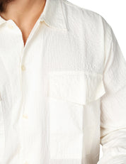 CAMICIA UOMO UNIVERSAL WORKS ECRU ARTEN SEERSUCKER CON TASCHE
