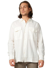 CAMICIA UOMO UNIVERSAL WORKS ECRU ARTEN SEERSUCKER CON TASCHE