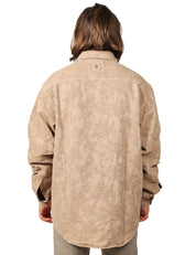 OVER SHIRT UOMO WHITESAND BEIGE CON RICAMO IN TONO ALL OVER