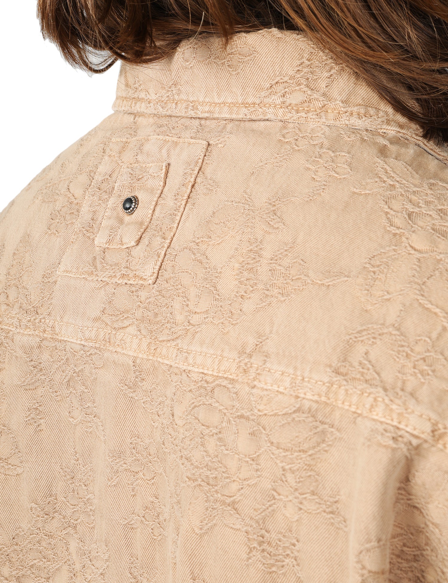 OVER SHIRT UOMO WHITESAND BEIGE CON RICAMO IN TONO ALL OVER