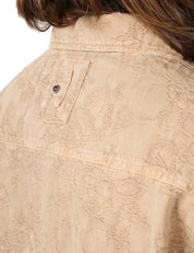 OVER SHIRT UOMO WHITESAND BEIGE CON RICAMO IN TONO ALL OVER