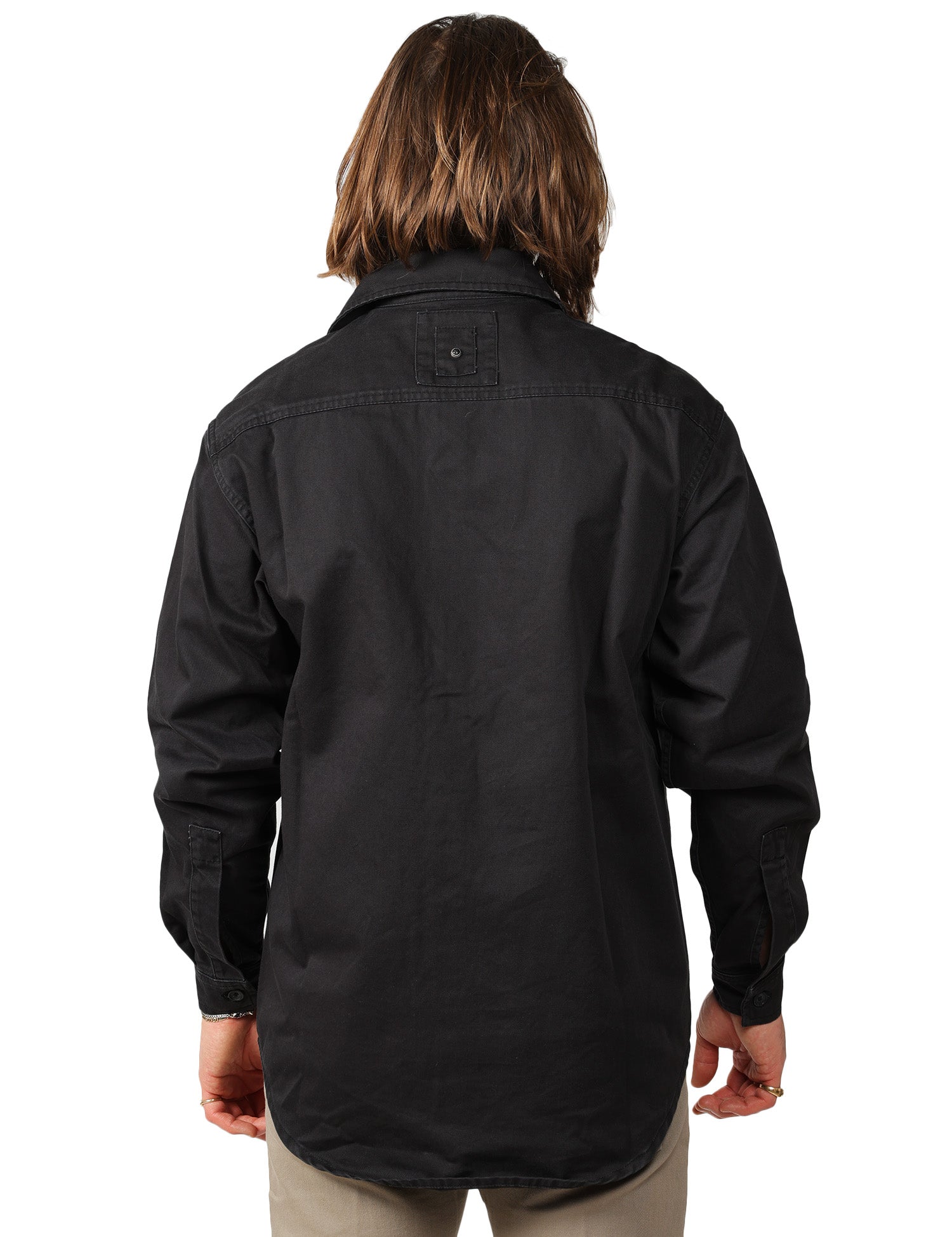 OVER SHIRT UOMO WHITE SAND NERA CON TASCHE DAVANTI
