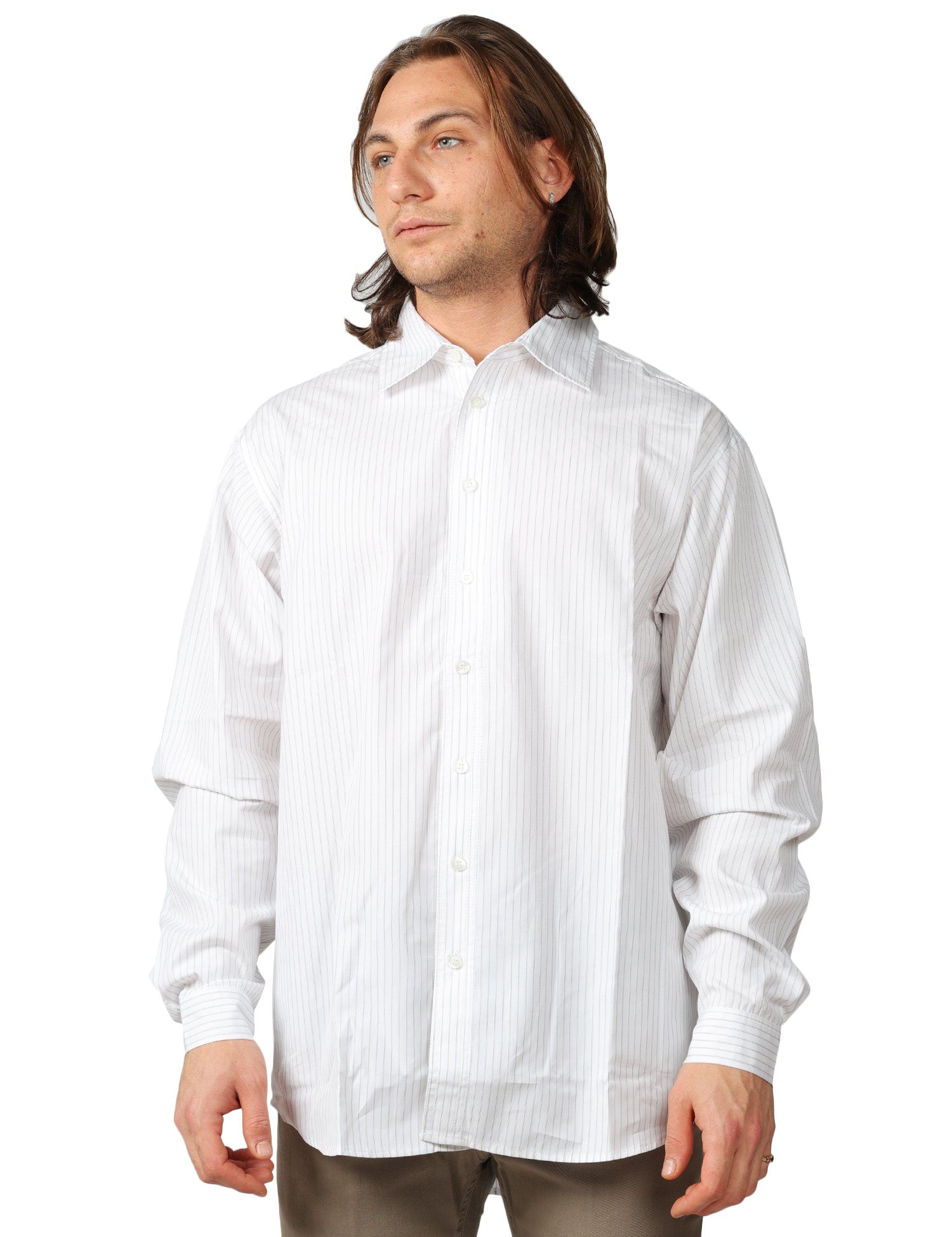 CAMICIA UOMO WHITESAND BIANCA A RIGHE RELAXED FIT