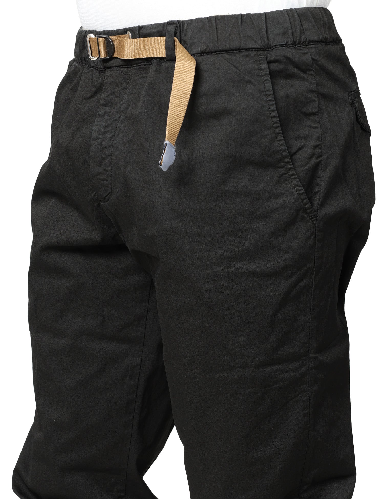 PANTALONE UOMO WHITESAND GREG NERO CON CINTURA REGOLABILE IN VITA