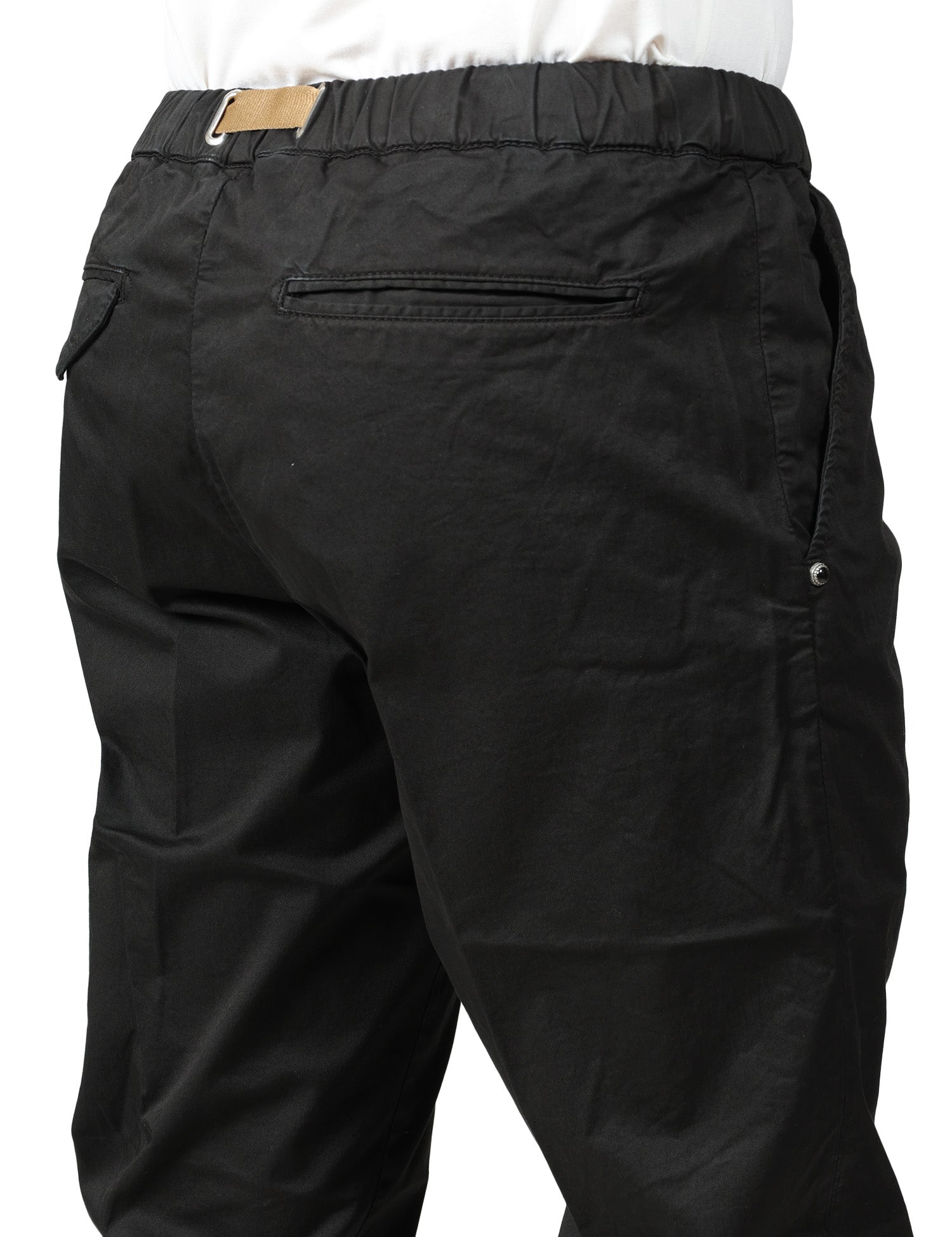 PANTALONE UOMO WHITESAND GREG NERO CON CINTURA REGOLABILE IN VITA