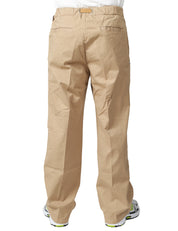 PANTALONE UOMO WHITESAND OLIVER BEIGE WIDE LEG IN COTONE CON CINTURA REGOLABILE E DOPPIA PINCES